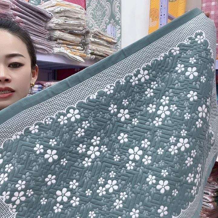 棉绿色雪花纯棉面料