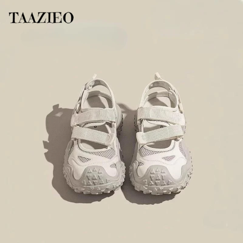 TAAZIEO热凤百搭包头运动凉鞋女时尚爆款丑萌鞋厚底镂空透夏季