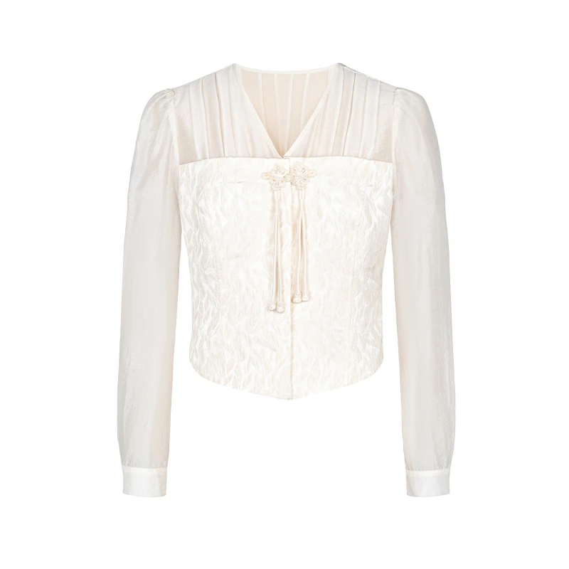 【直播专享】商场同款春秋新品浮雕提花新中式上衣N201B41043A