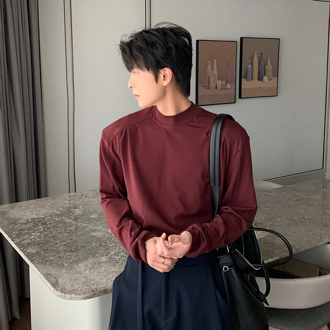 一轩轩轩【雪松闲居】秋季超舒服小高领男纯色长袖内搭打底衫25693