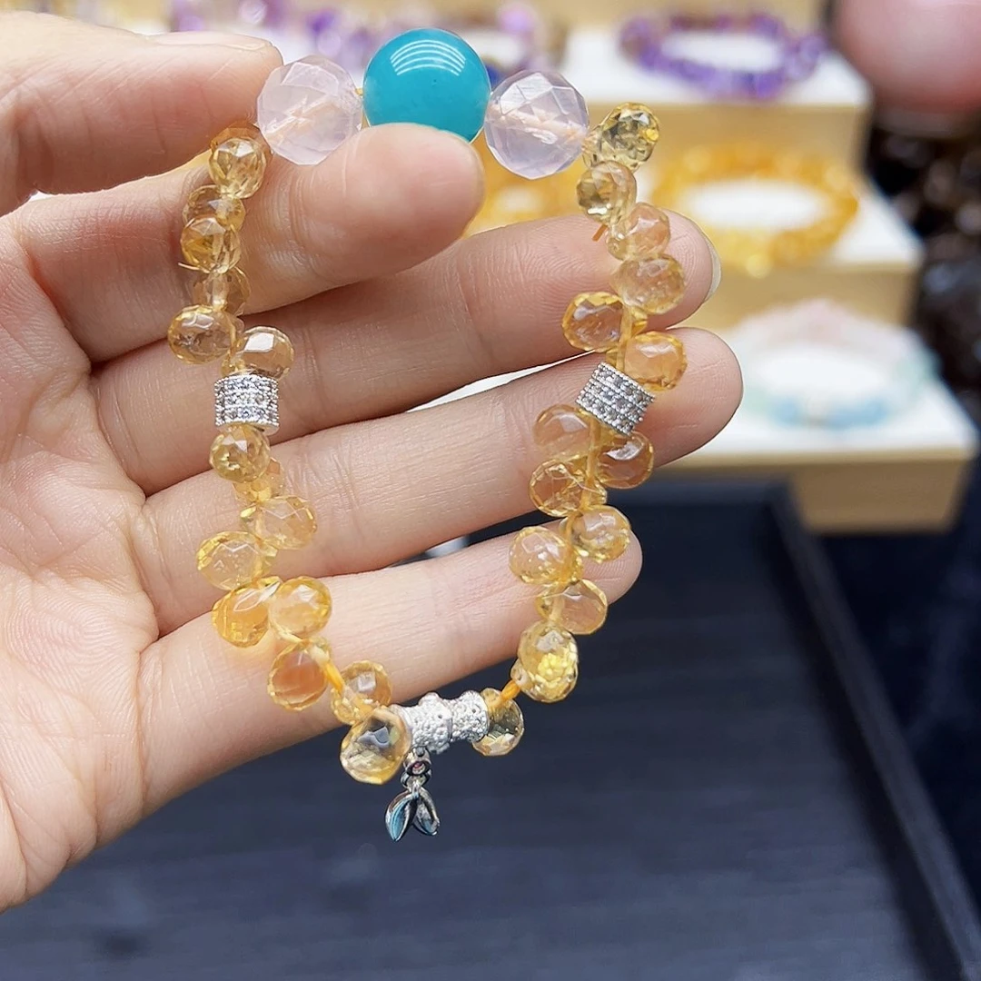 水晶手链未镶嵌天然黄水晶手链