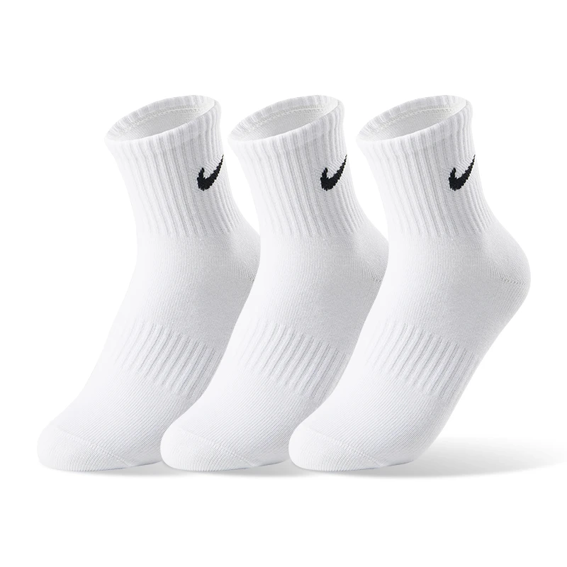 【赠品】NIKE耐克中袜白色袜子3双装纯色运动跑步袜子RHN-3Q-0033