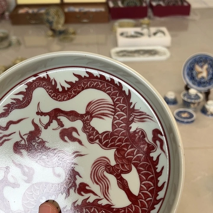 杯景德镇釉里红铠甲龙大壶承