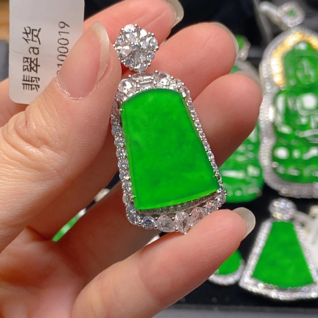 翡翠银S925镶嵌吊坠(不含链)