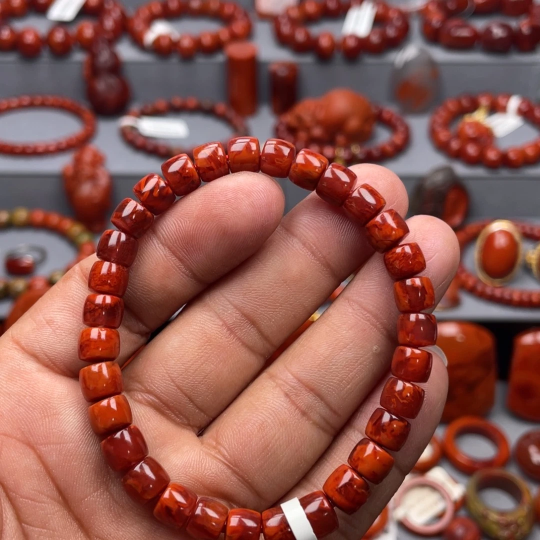 南红玛瑙未镶嵌珠宝奇石单圈7