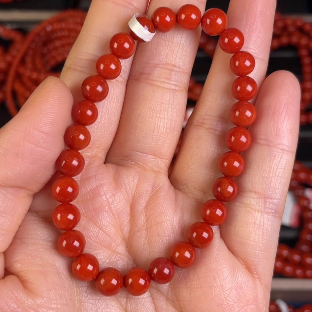 南红玛瑙未镶嵌手链满肉满色花