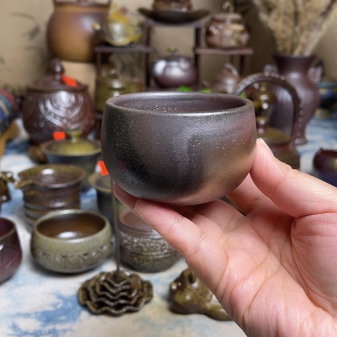 高温柴烧还原烧茶杯