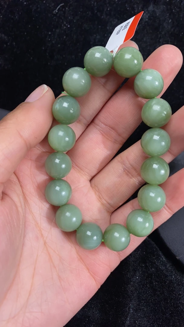 俄罗斯碧玉粉青带猫卡12圆珠