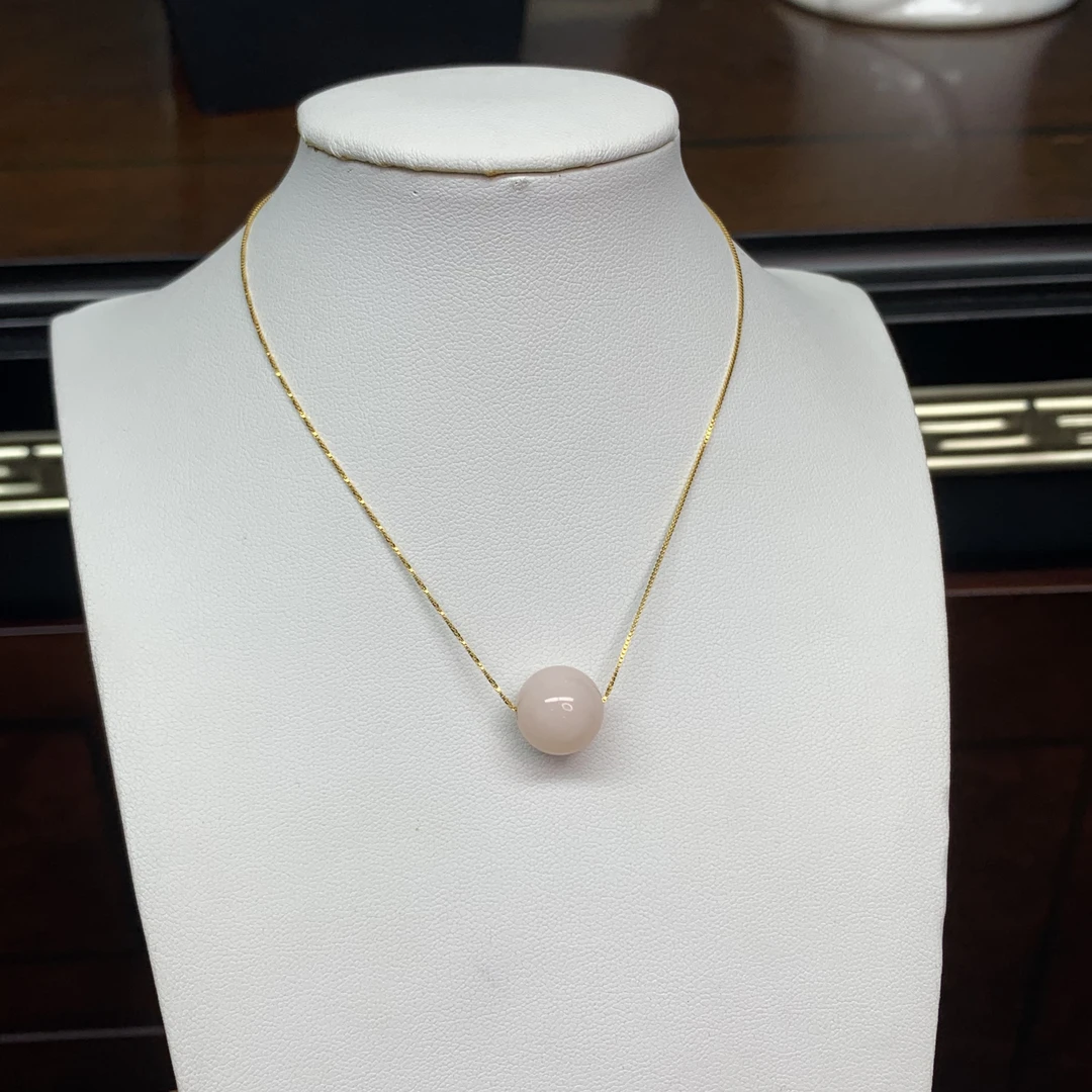 【珊丽】粉欧泊/粉澳宝单珠锁骨链12mm·气质百搭简约