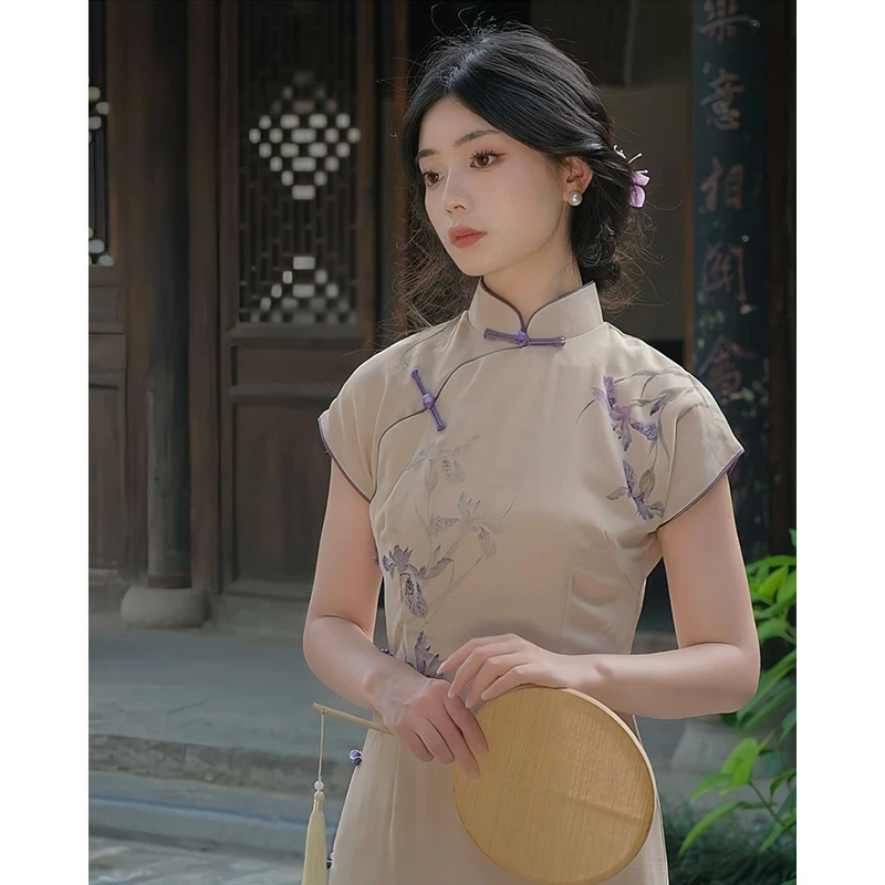 锦澄【尘不染】高端古法气质旗袍年轻少女复古民国风日常连衣裙125