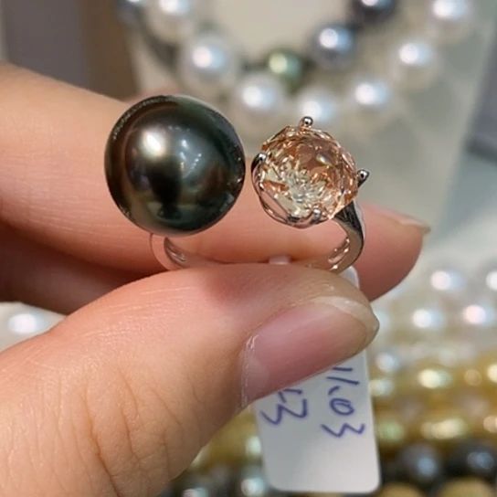 海水珍珠戒指银S925镶嵌11.03