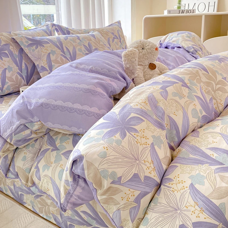 博洋家纺轻奢套件100%全棉四件套简约纯棉斜纹床单被套双人床上用