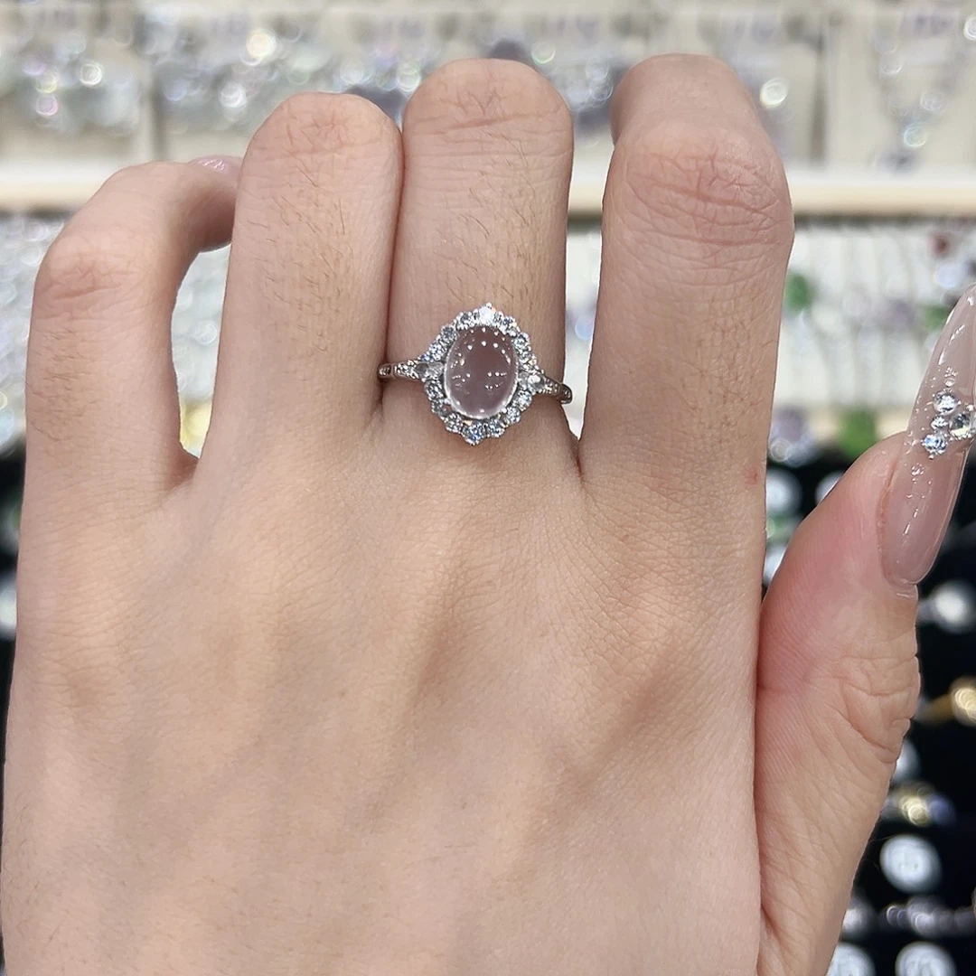 芙蓉石戒指银S925镶嵌