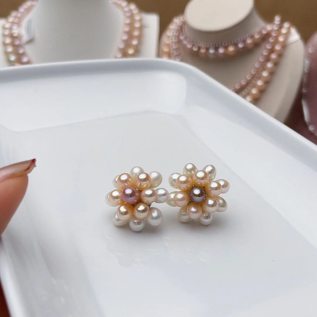 淡水珍珠耳钉银S925镶嵌1**15-6