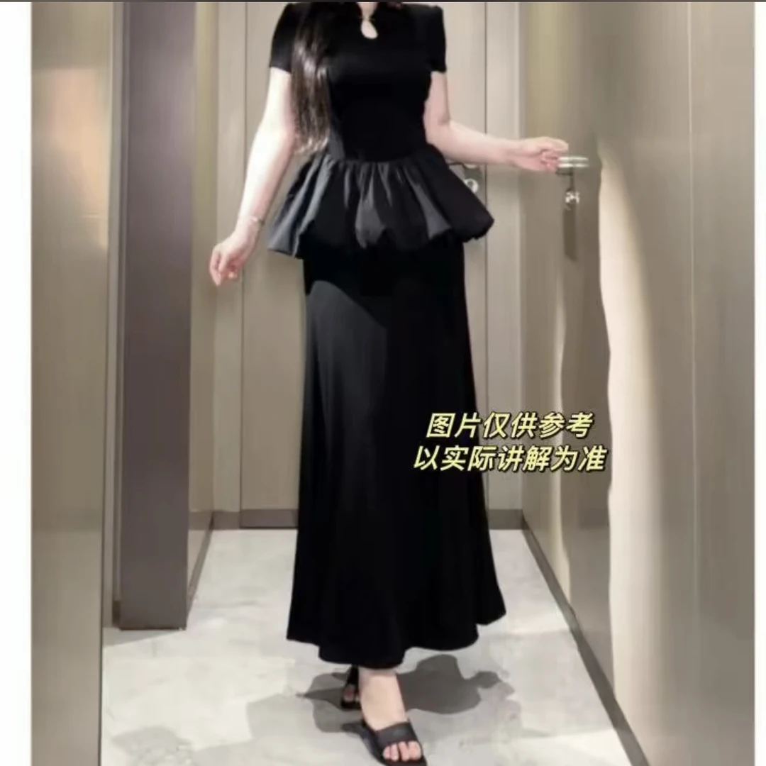 小两口路夏季法式优雅修身抹胸花苞鱼尾半身裙套装9628