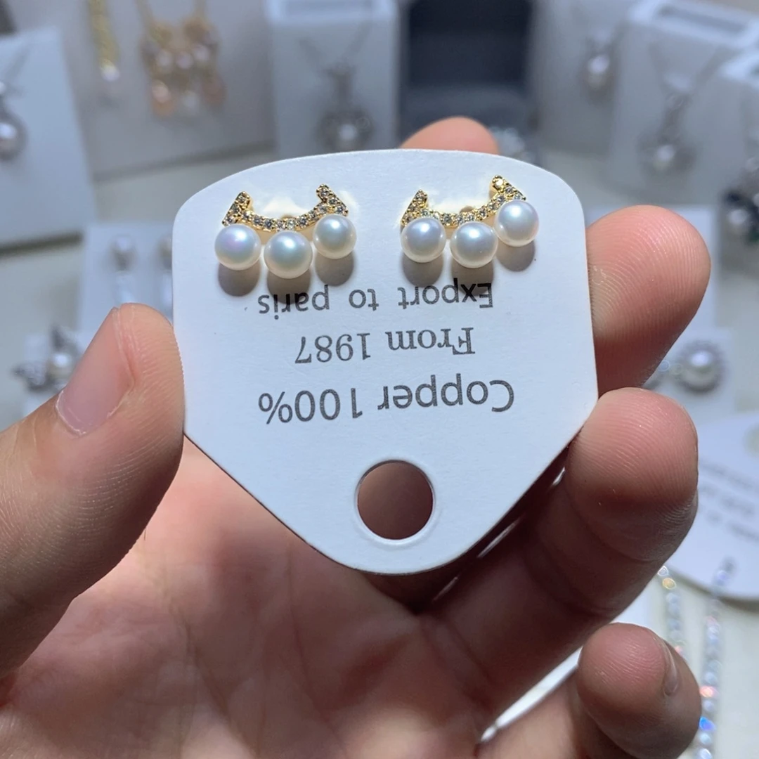 淡水珍珠耳饰银S925镶嵌