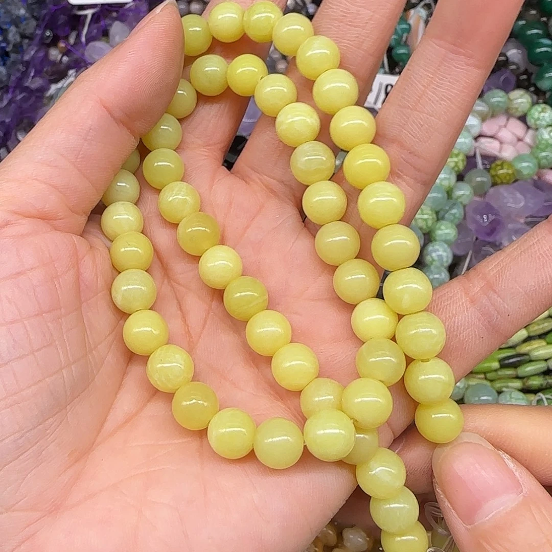 玛瑙/玉髓合金珠宝半成品岫玉圆珠8mm一条