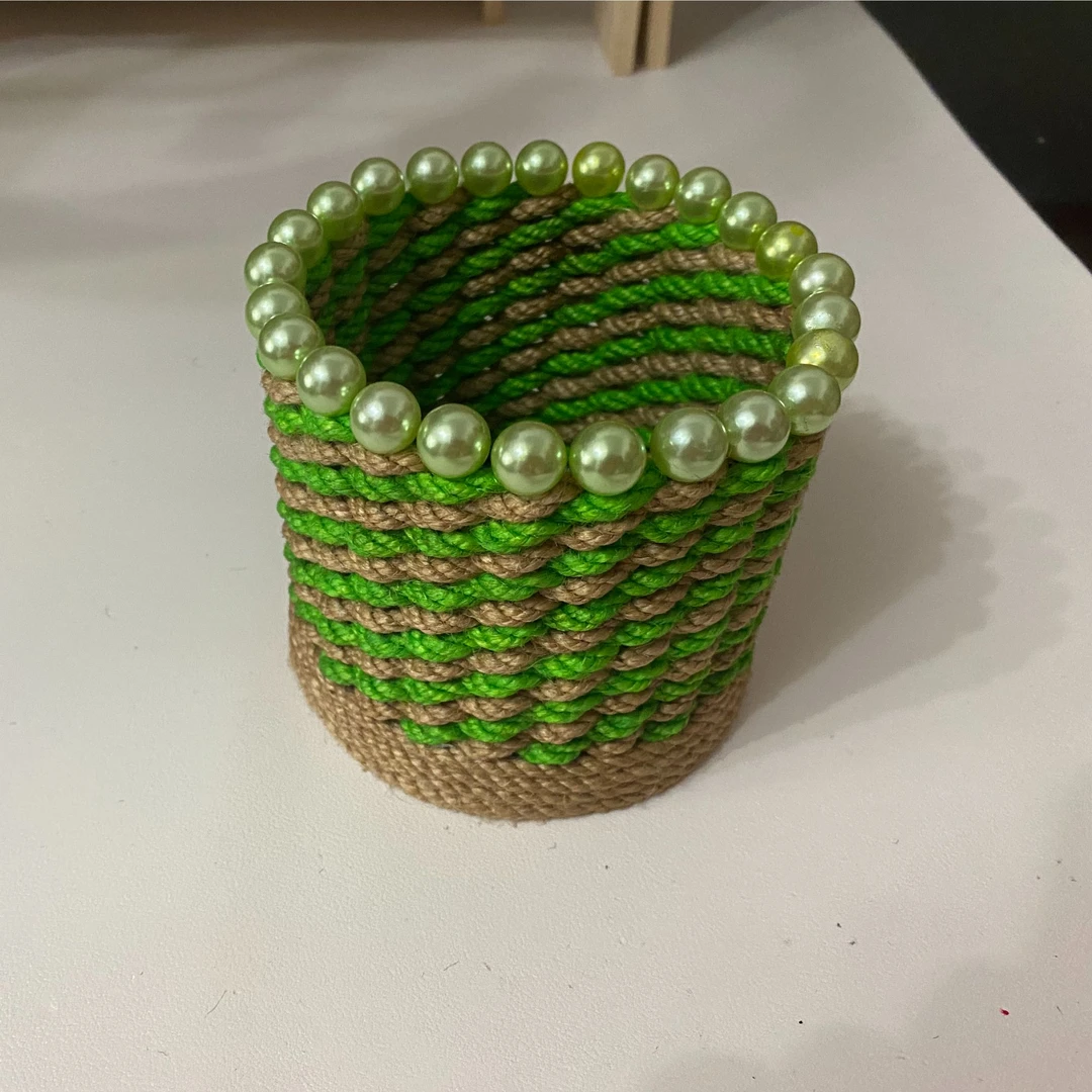 五福纯手工编织小笔筒可爱家用创意复古