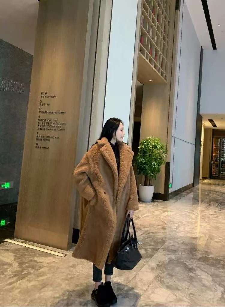 AnAn专属秋冬新款泰迪熊大衣女廓形毛呢外套5505