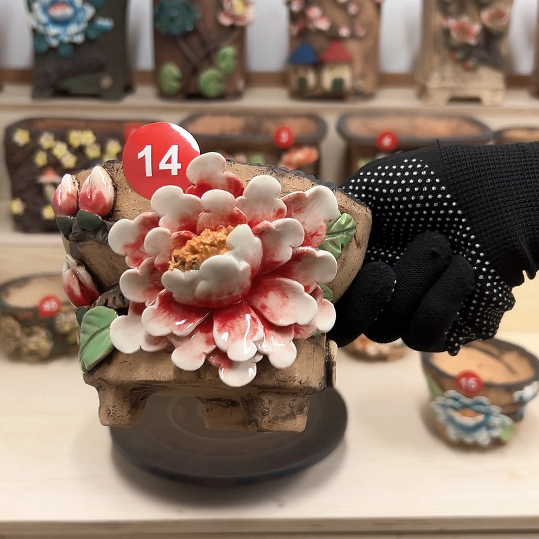 紫砂花盆14号内口11.5外高10