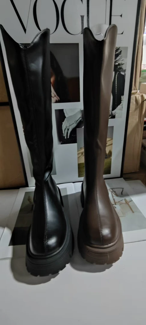 女鞋时尚百搭厚底长筒靴秋冬显瘦女士E036