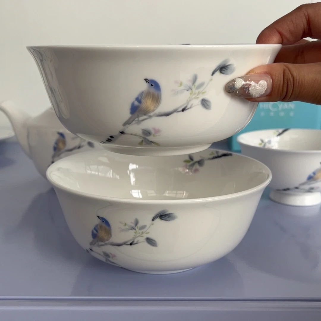 瓷片春风和雀6寸碗2只