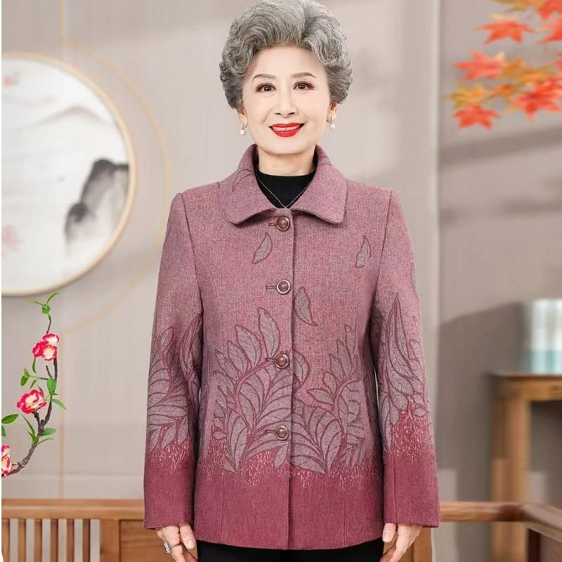11288-奶奶秋装外套中老年人女装开衫外衣太太衣服妈妈上衣【强辉】