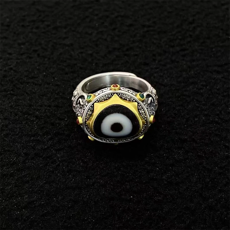 925银戒指 【藏玺·物与悟/缘】精工镶嵌大鹏鸟金翅鸟戒指 西藏直发