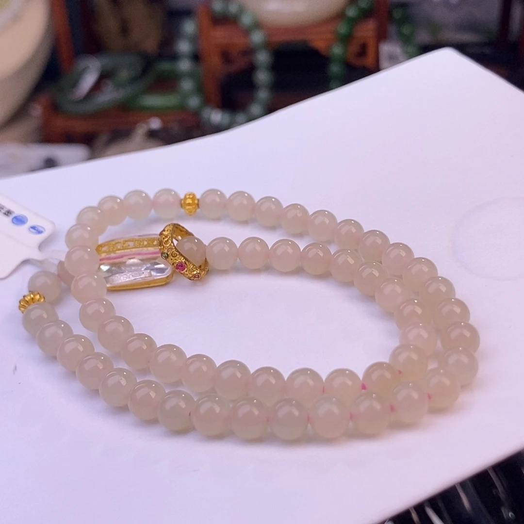 和田玉浓烟紫脂膏级手串清货价6mm未镶嵌