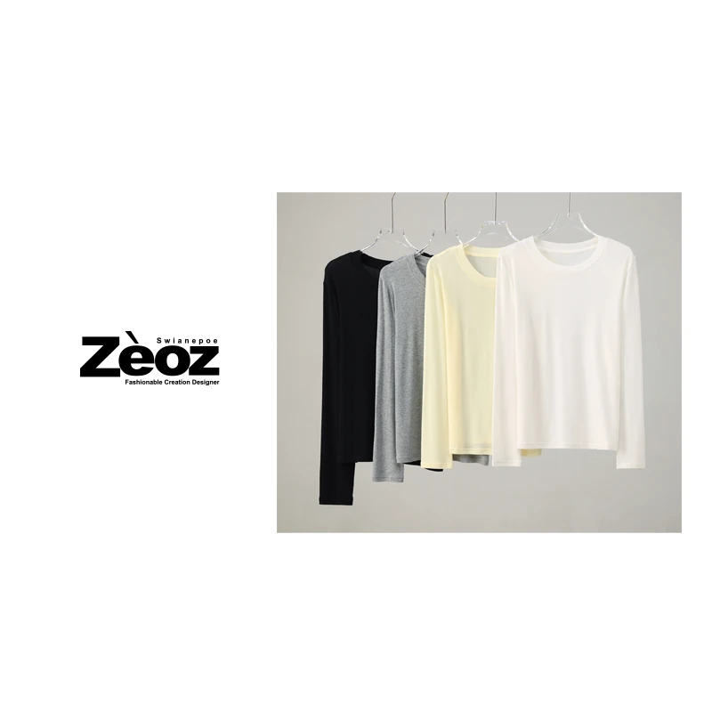 冰感面膜T 桑蚕丝羊绒  轻盈自在 亲肤圆领打底长袖T恤