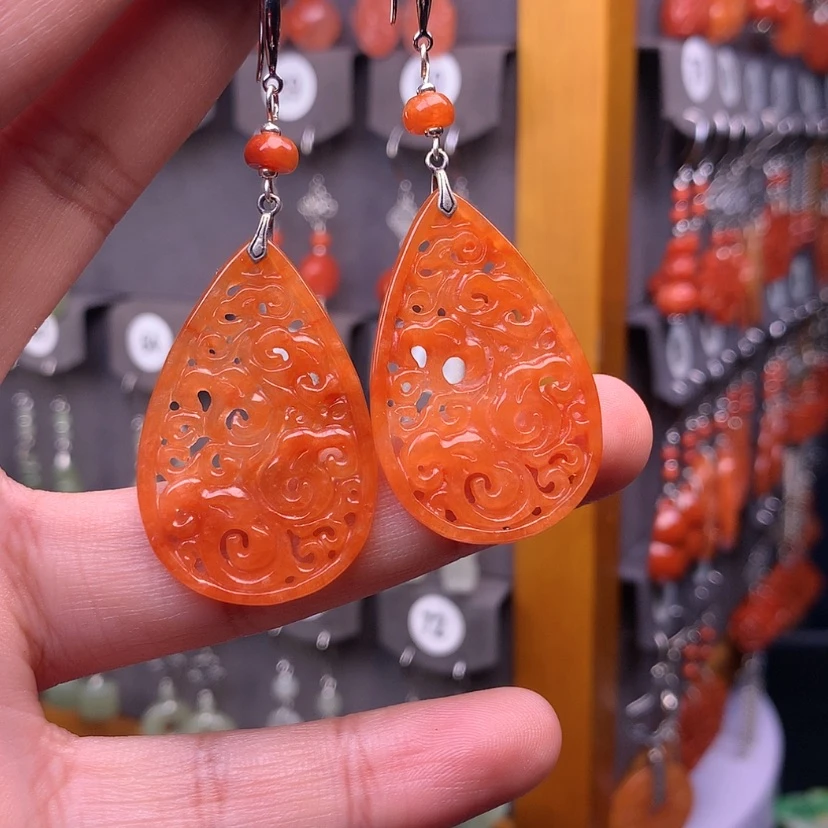 【闪购商品】翡翠耳饰银S925镶嵌小*满意