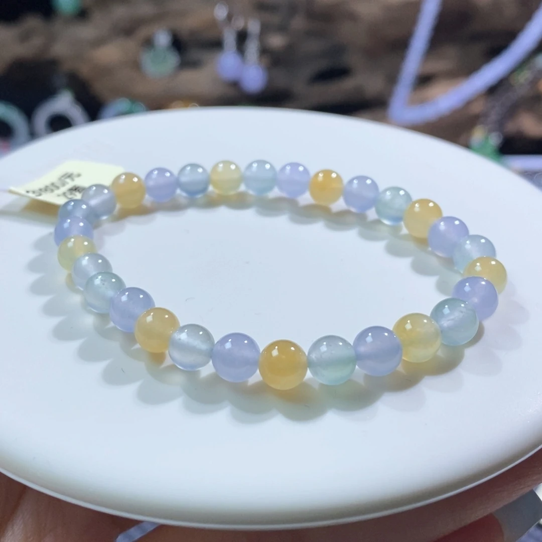 翡翠散珠翡翠糖果色手串6+mm
