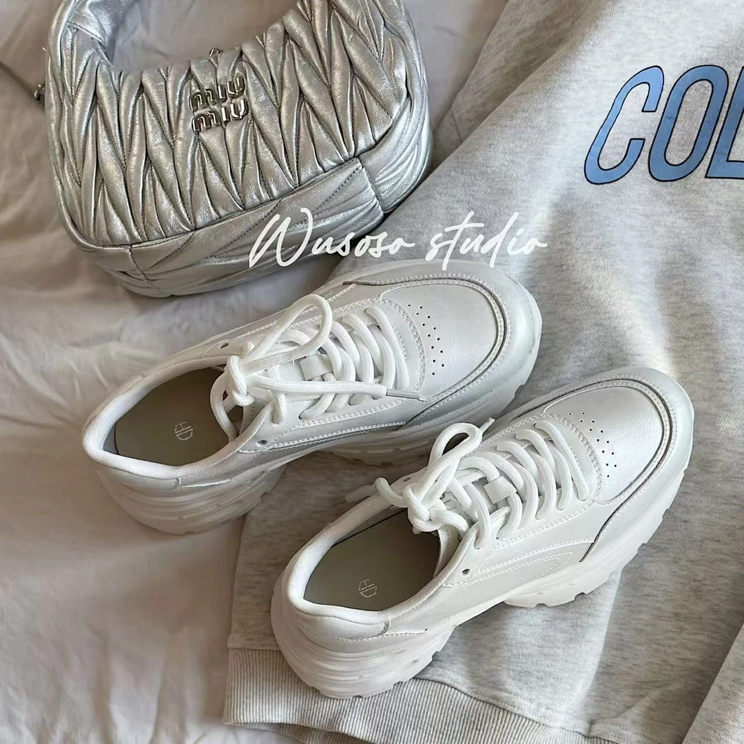 【soso】25ss｜欧货真皮小个子厚底增高小白鞋｜7cm