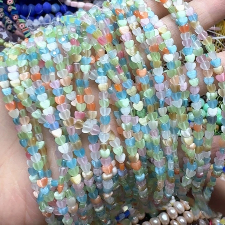 合金玛瑙/玉髓珠宝半成品2条4m猫眼爱心