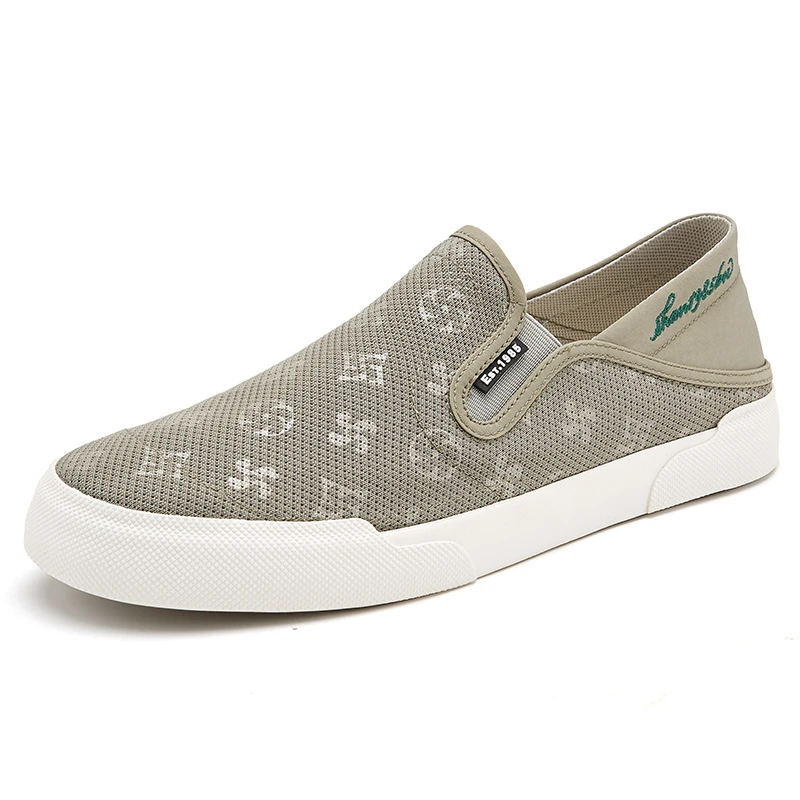 2025夏季新款男鞋舒适透气青年布鞋低帮时尚网面鞋一脚蹬懒人鞋子