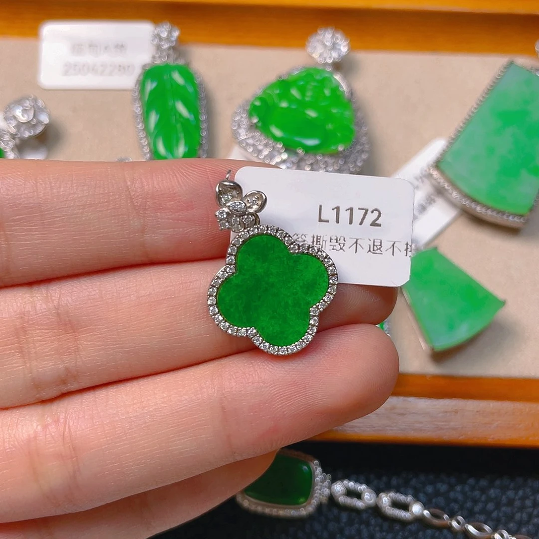 【闪购商品】翡翠银S925镶嵌吊坠(不含链)