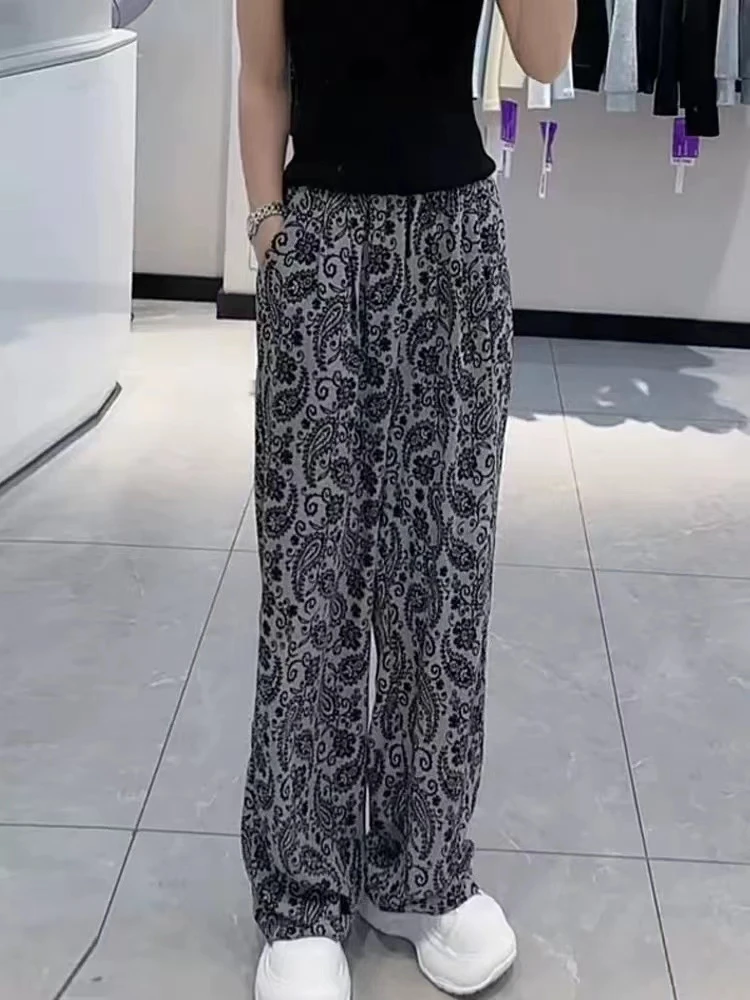 0223新款复古碎花国潮独特阔腿裤