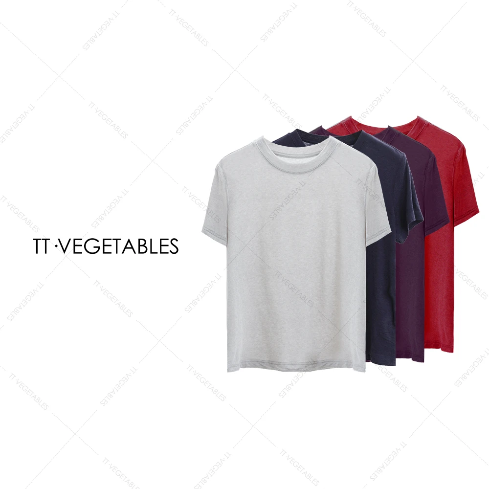 TT・VEGETABLES【序白】菲亚 天丝羊毛短袖上衣圆领针织衫521595