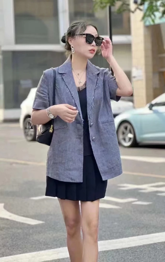 No退换 5400438 亚麻短袖西装外套