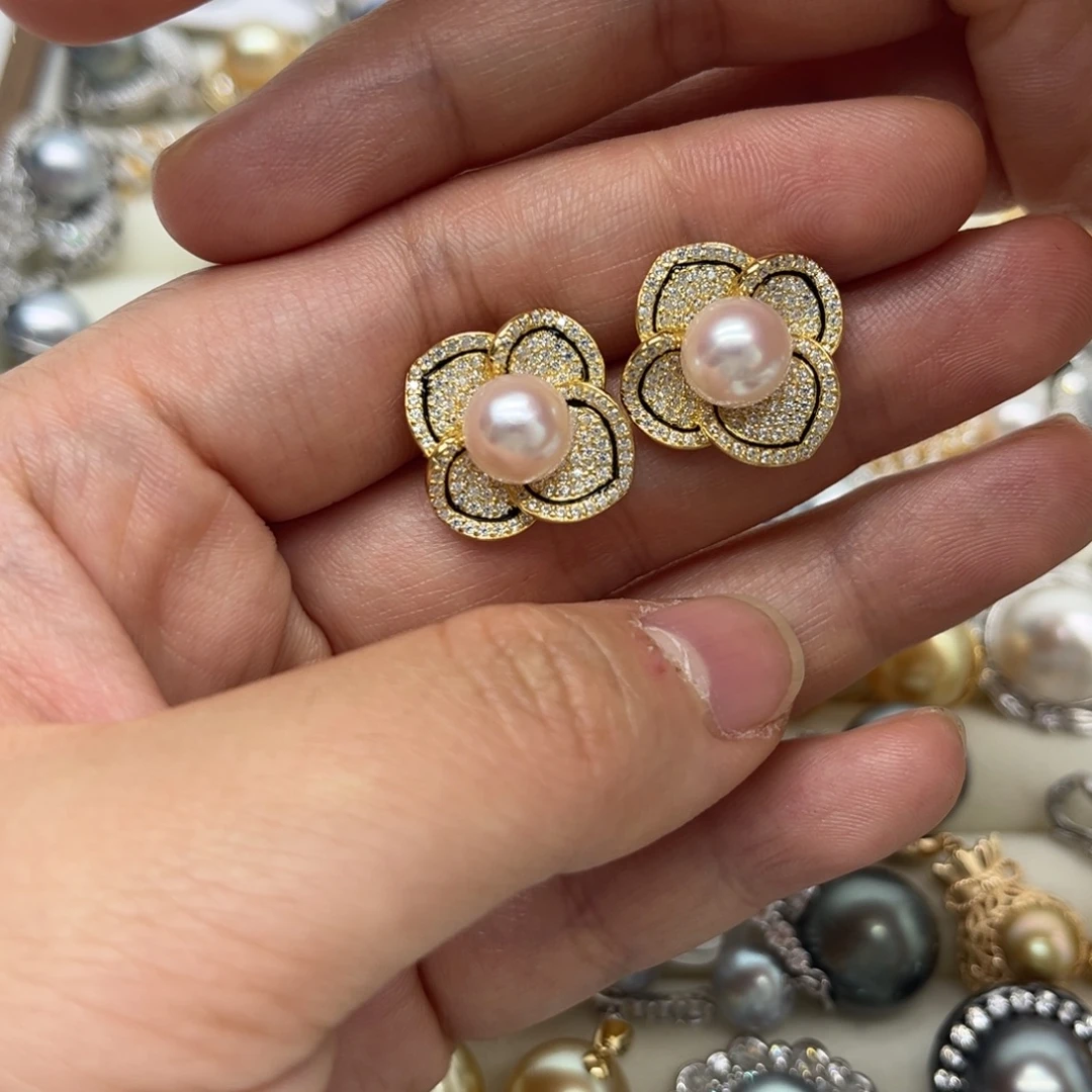 耳饰海水珍珠银S925镶嵌