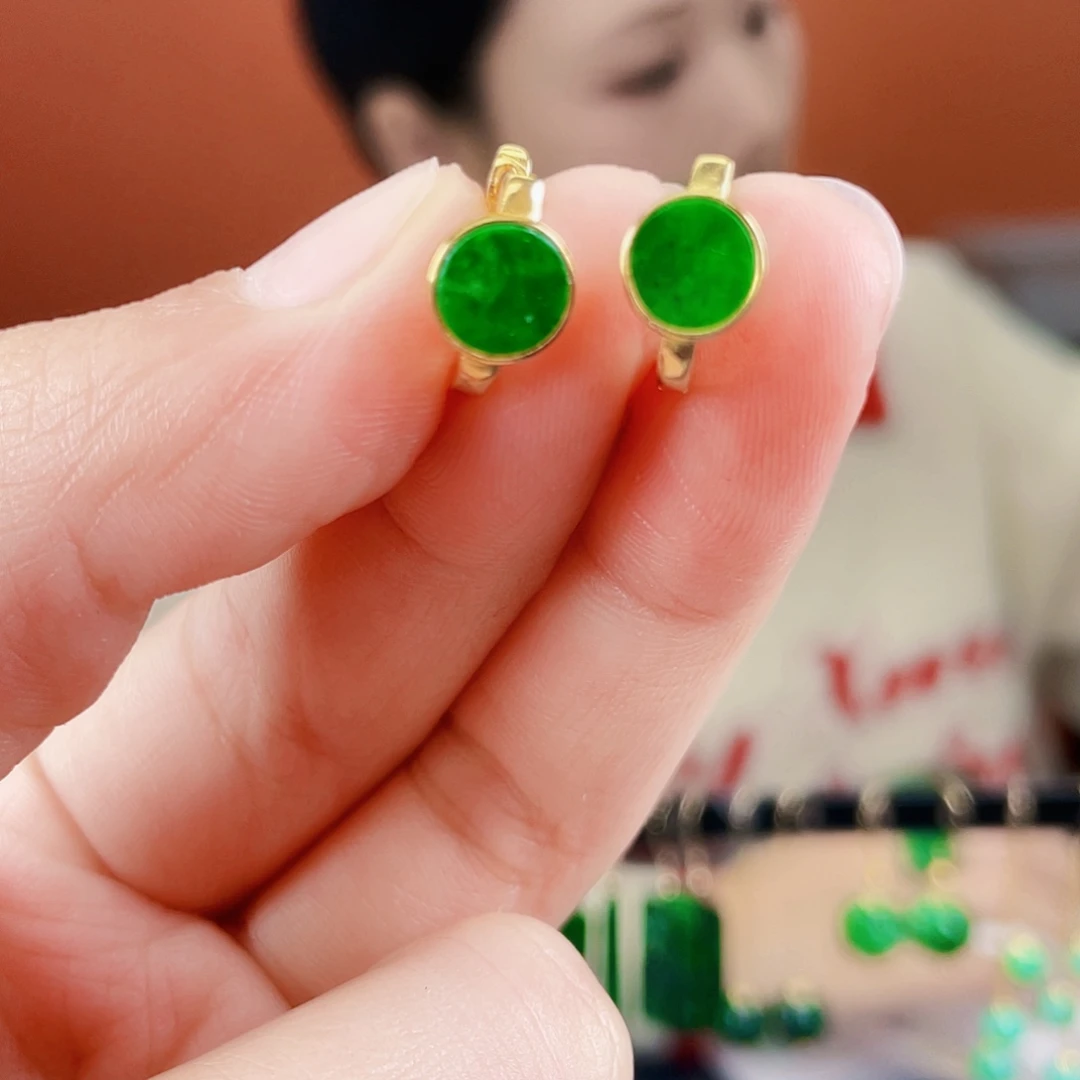 翡翠银S925镶嵌耳饰
