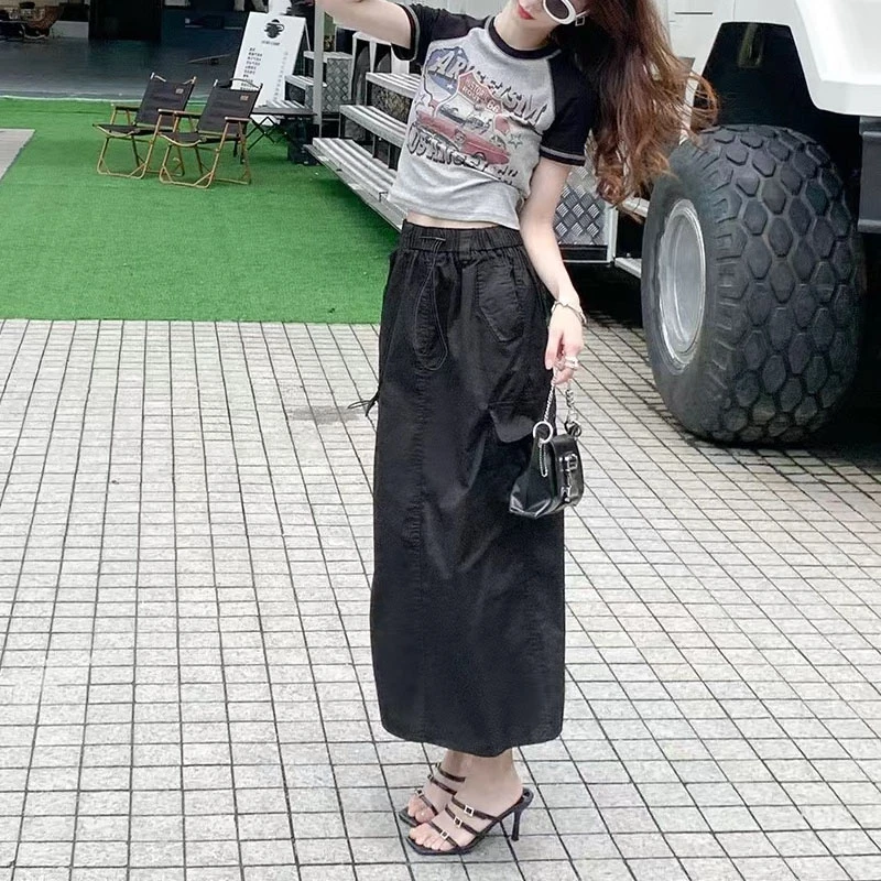 【含含宠粉福利】美式复古工装裙女春秋高腰a字TM6601