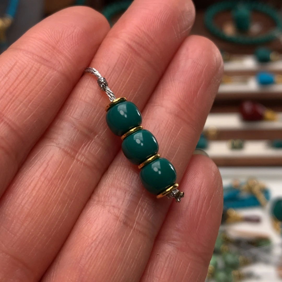 绿松石18K金镶嵌配饰直径7