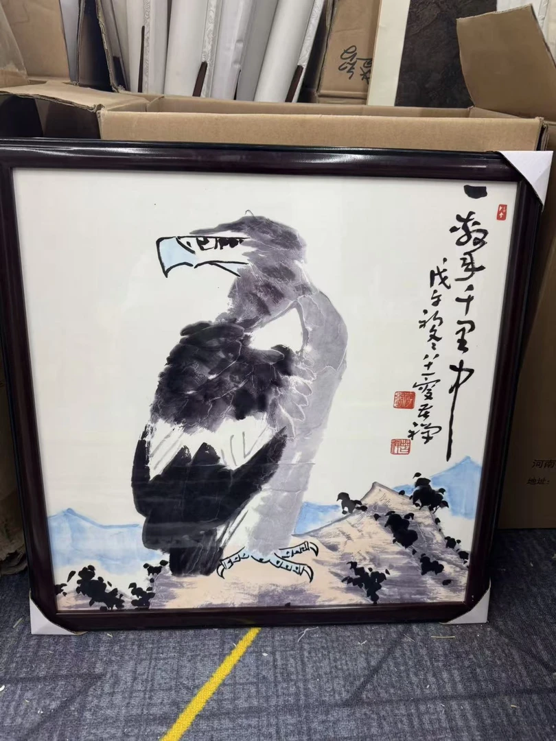 【精品复仿】《鹰》艺术微喷复刻装裱玄关装饰画