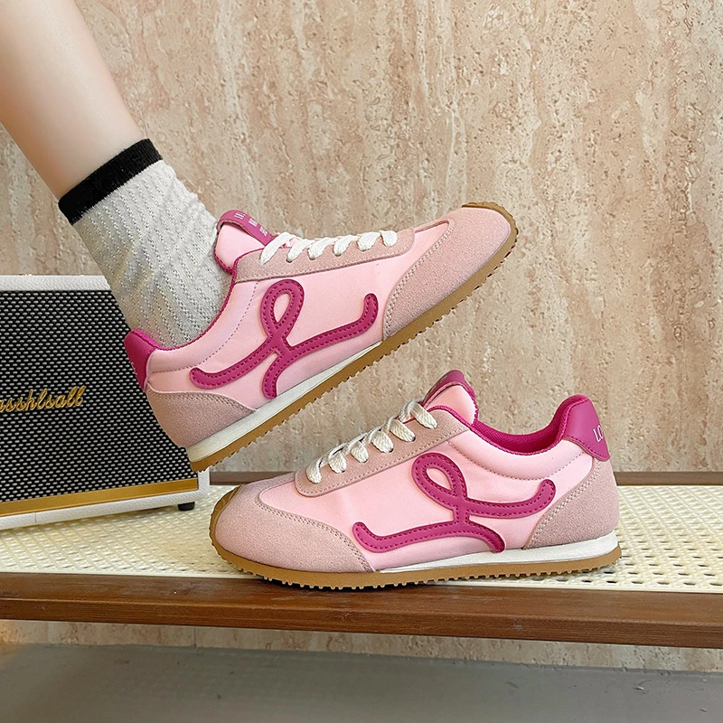 韩版平底运动德训鞋女2025春季新款时尚百搭复古华夫休闲阿甘鞋潮