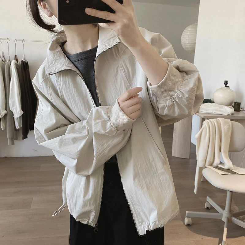 连帽外套女士春秋季新款宽松大码显瘦韩版减龄小众设计感长袖上衣