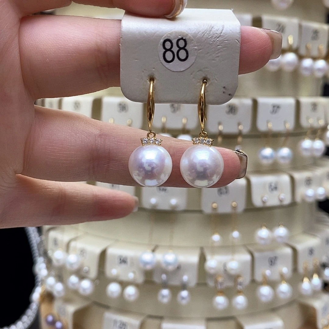 银S925镶嵌淡水珍珠耳饰