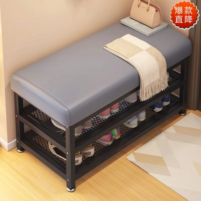 猫爪皮换鞋凳家用门口可坐式客厅穿鞋凳入户鞋柜坐凳一体软包坐垫