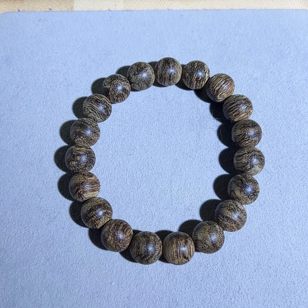 沉香手串天然文莱黑棋蛇皮老料1.1单圈 兰香棋韵甜凉