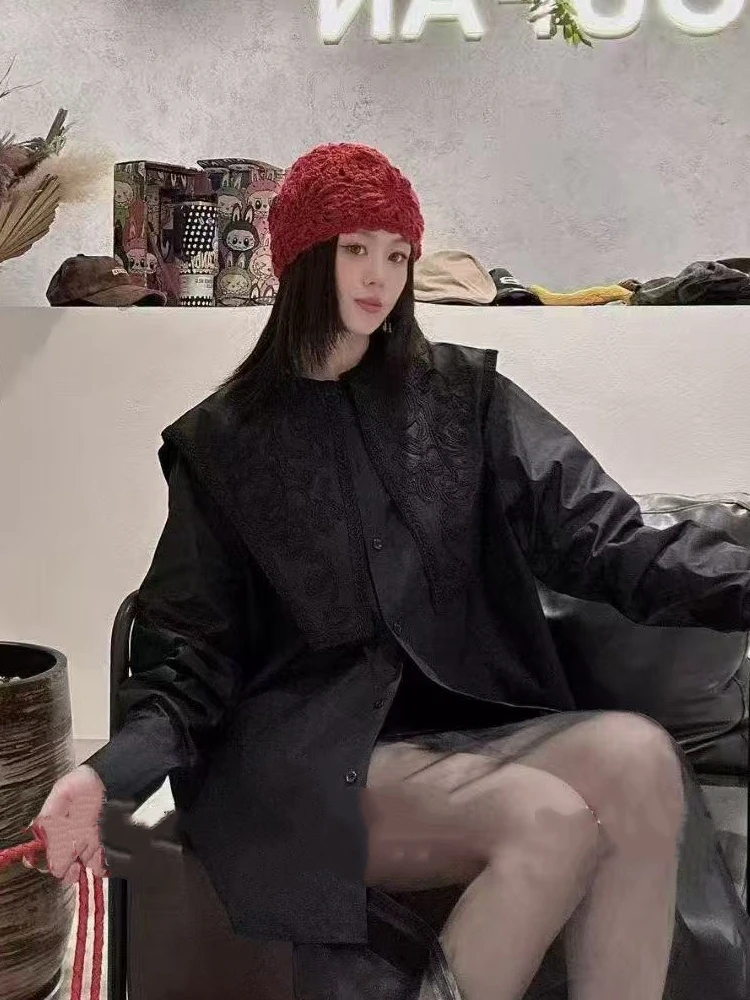 【济州岛】南油H1早秋款复古纹理大披肩纯色衬衫H6214